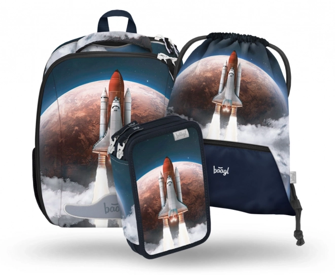 Baagl Schulset Shelly Space Shuttle: Rucksack, Federmäppchen, Turnbeutel