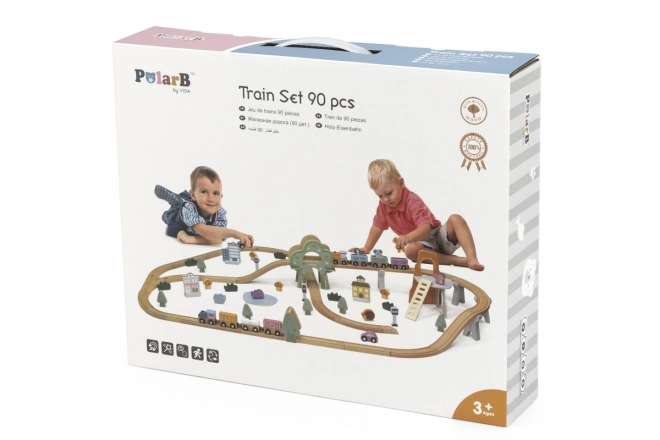 Holzeisenbahn-Set 90-teilig