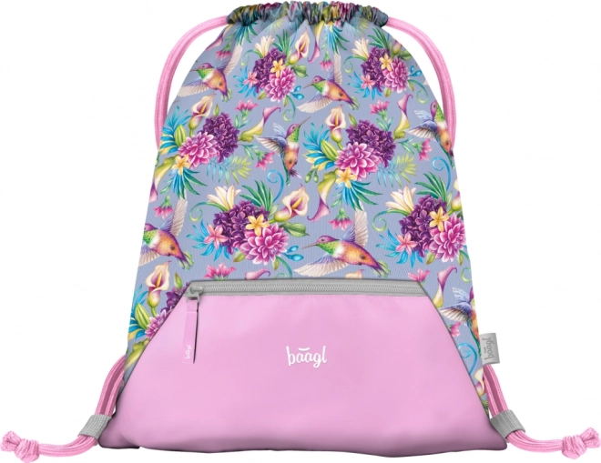 Baagl 3-teiliges Set Airy Kolibri: Rucksack, Federmäppchen, Beutel