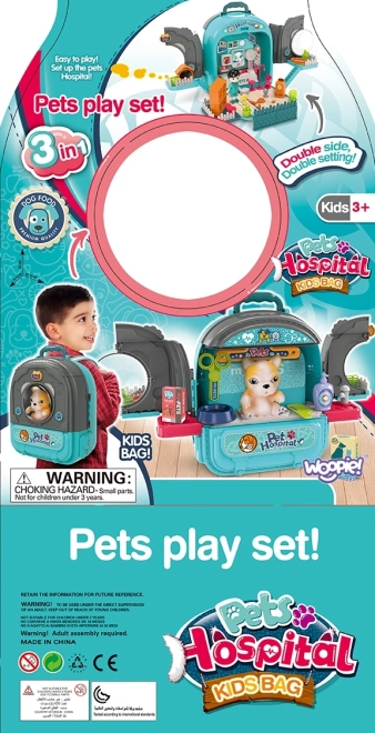 Woopie Tierarzt Rucksack mit Haus und Hund 3in1