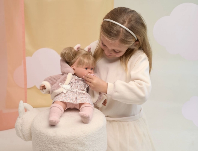 Realistische Puppe ALEXANDRA mit Geräuschen und weichem Stoffkörper - 42 cm