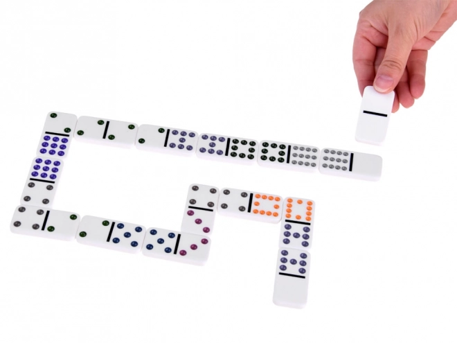 Zwei-in-eins Domino- und Mexican Train Set im Metallkoffer