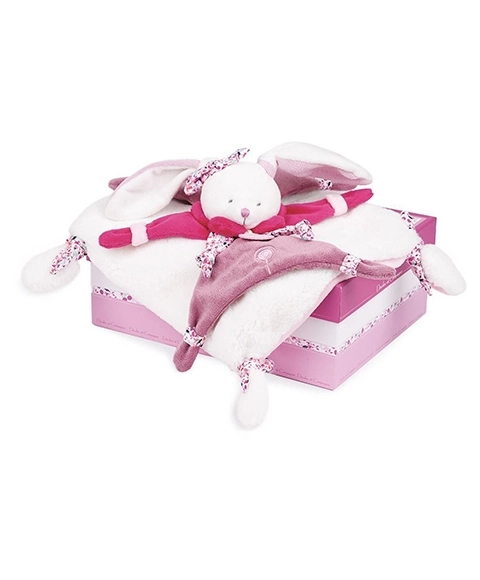 Doudou Geschenkset Rosa - Plüschhase Schnuffeltuch