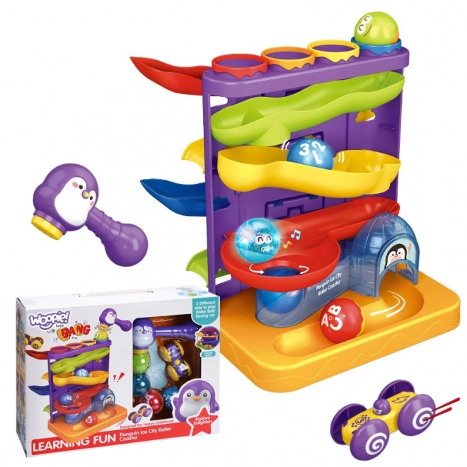 Woopie 3-in-1 Kugelbahn mit Hammer und Autospiel