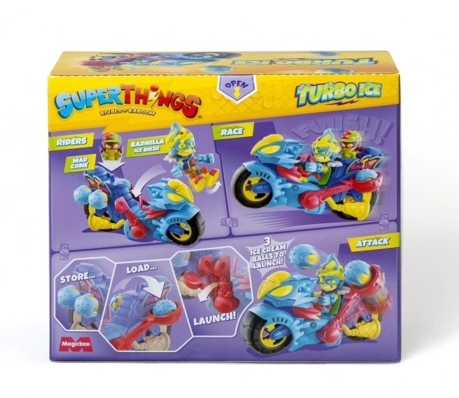 Superthings Spielfigur Superschnelles Motorrad Turbo Ice