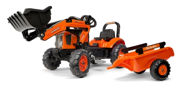 Trettraktor Kubota M7171 mit Hänger und Frontschaufel orange