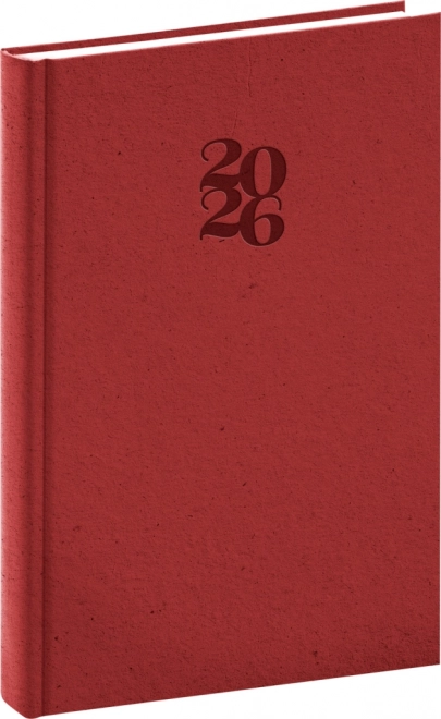 Tagesplaner Essenza 2026, kirschrote Farbe, 15 x 21 cm