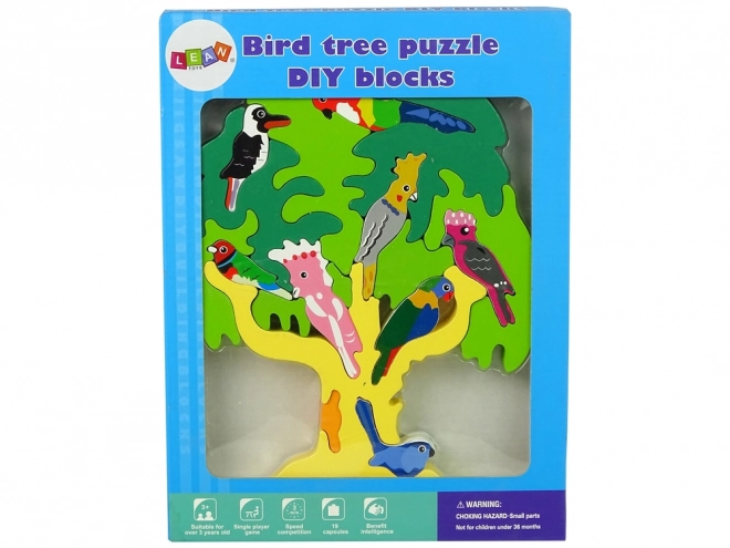 Holzbaum Puzzle Papageien DIY Bauklötze