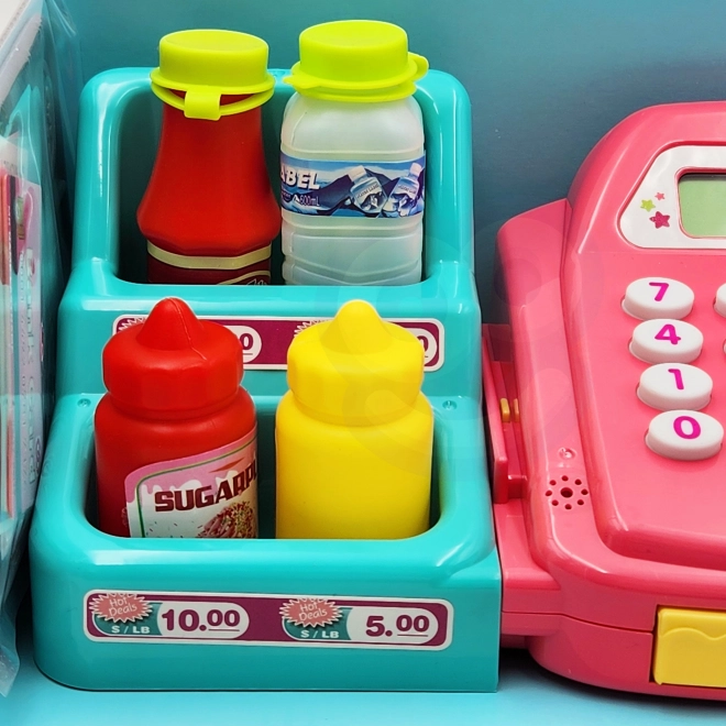WOOPIE Kinderkasse mit Regal und Zubehör rosa