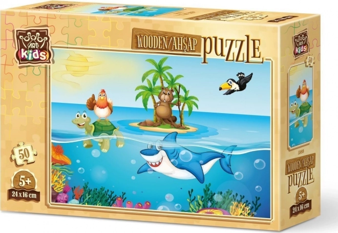 Holzpuzzle Huhn im Urlaub