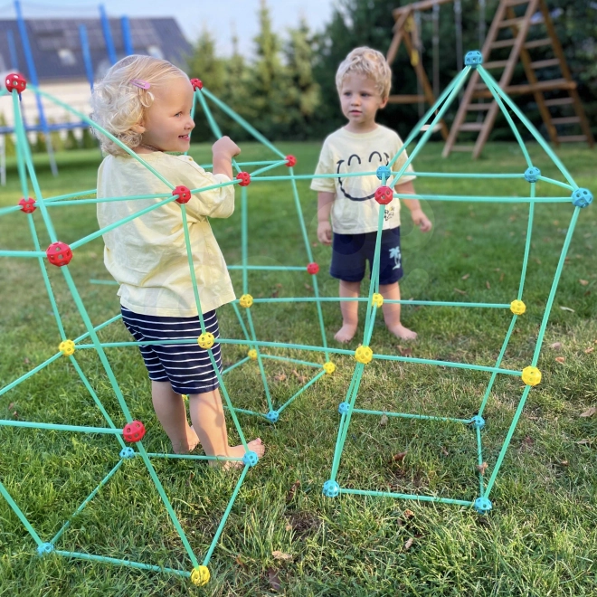 WOOPIE Große Konstruktions-Bausteine Zelt Set Strohhalme Röhren 128 Stk.