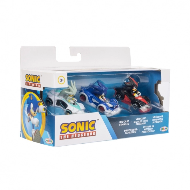 Metallmodellauto mit Sonic Figur 1:64 - 3er Set