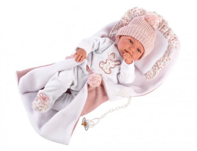Realistische Babypuppe mit Geräuschen und weichem Körper 44 cm