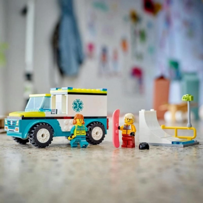 Lego City Sanitärwagen und Snowboarder