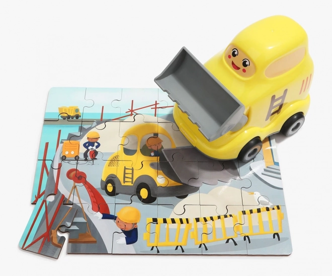 Top Bright Holzpuzzle mit Spielfigur: Bulldozer 24 Teile