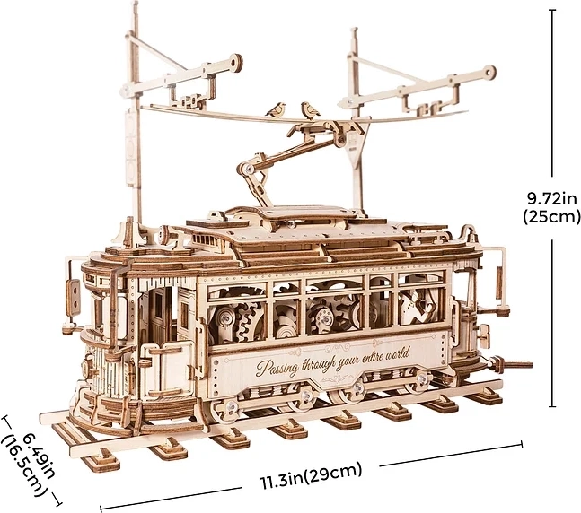 Roboter 3D Holz Mechanisches Puzzle Straßenbahn