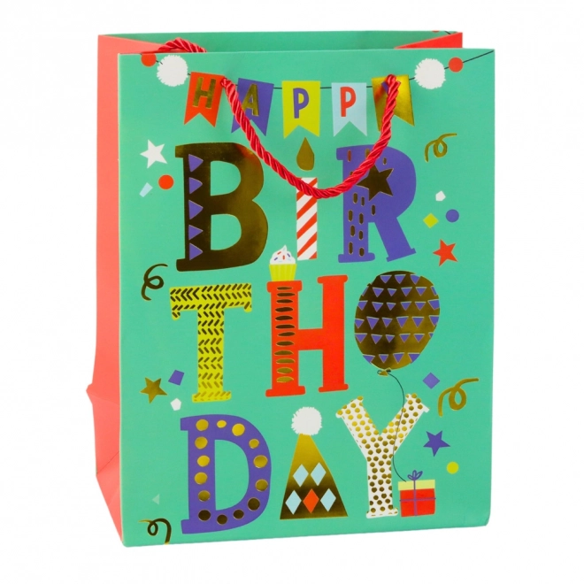 Papiertüte zum Geburtstag 23 × 18 × 10,5 cm – bunte Motive