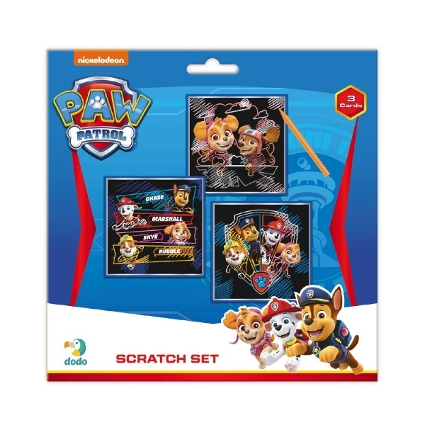 Farbiges Kratzbild 3er-Set Paw Patrol 20x20cm