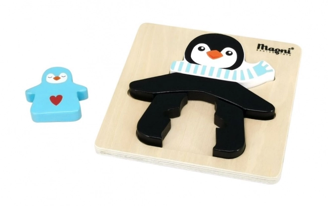 Holzpuzzle Pinguin mit Kindern