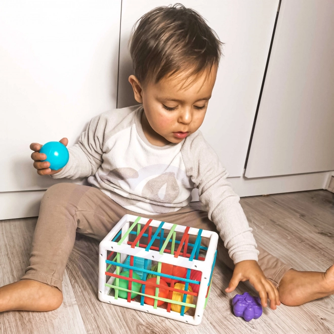Bunte flexible WOOPIE Baby Sensorik-Würfel mit Formen-Sortierer