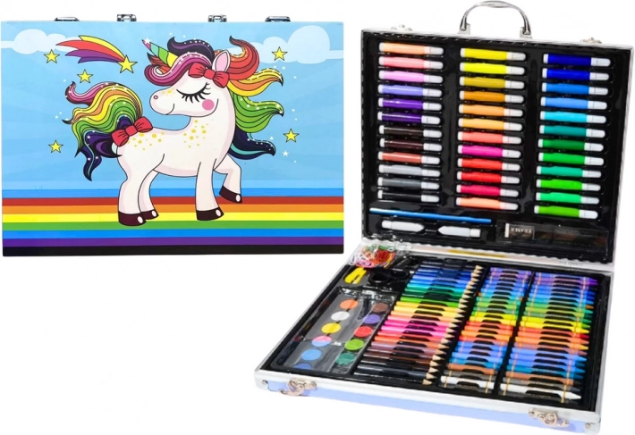 Kunstset im Etui mit Einhorn Blau 150 Stk.