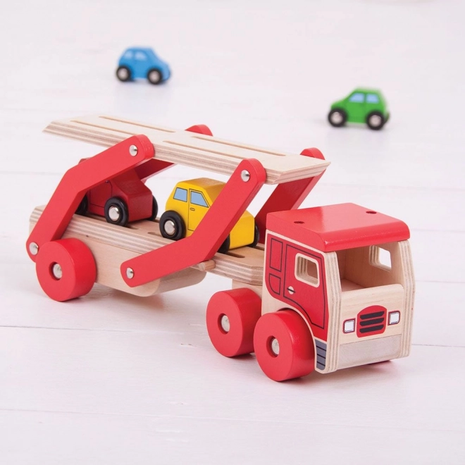 Holz-LKW mit Autos von Bigjigs Toys