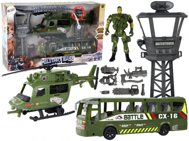 Militärischer Spielzeugset Helikopter und Fahrzeuge
