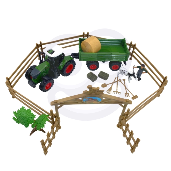 Mini Bauernhof Traktor mit Tieren und Werkzeugen von Woopie