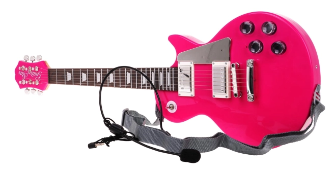 Gitarren- und Mikrofonsatz Braun – rosa