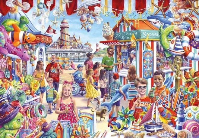 Puzzle Souvenir-Einkauf am Meer XL 250 Teile GIBSONS