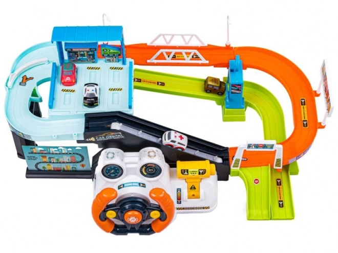 Woopie Parkgarage mit Interaktivem Lenkrad und 4 Autos