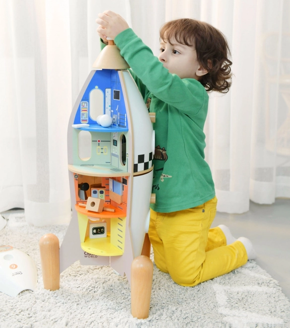 Klassische Welt Holzrakete Kinderhaus mit Figuren