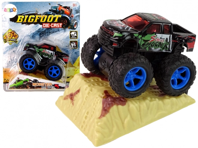 Monster Truck Spielzeugauto mit Rückziehantrieb und Sprungrampe