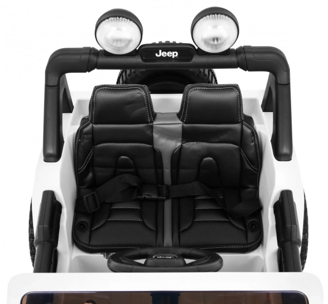 Jeep Wrangler Rubicon Batterie für Kinder Weiß + Fernbedienung + MP3-Radio LED + EVA-Räder