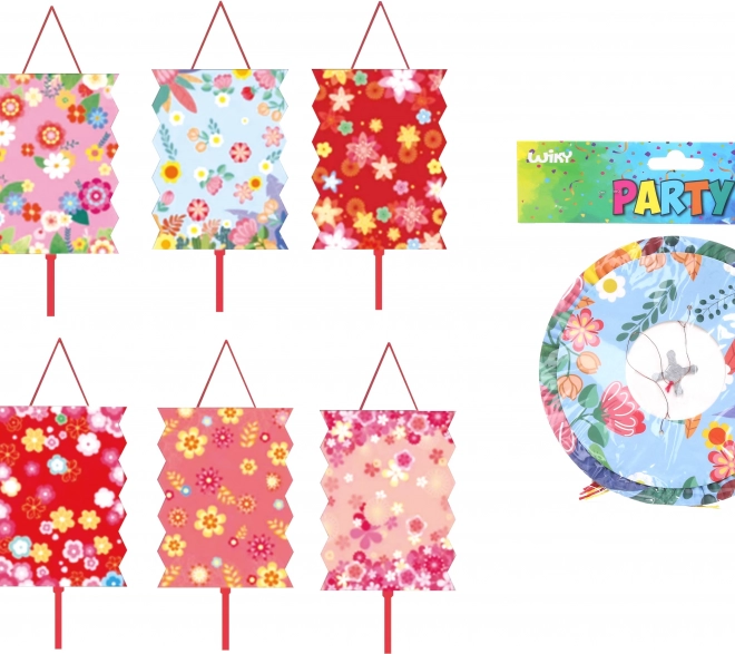 Lampion Zylinder 16 cm mit Blumenmuster