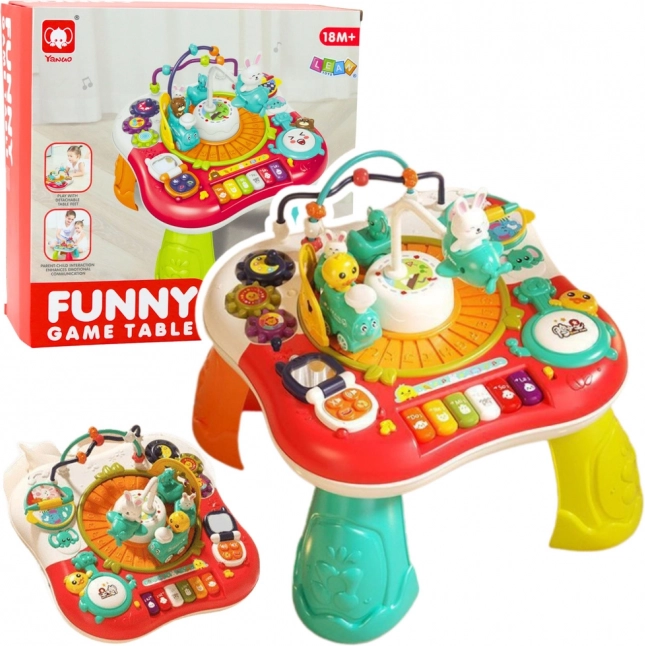 Interaktiver Lernspieltisch 2-in-1 mit Musikpanel und Klavier, rot