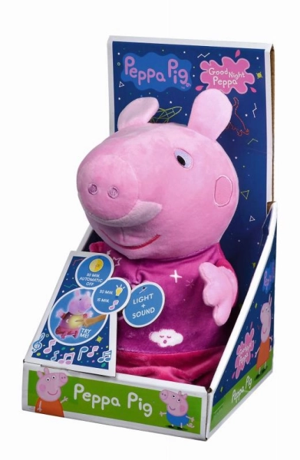 Peppa Pig 2-in-1 Kuscheltier mit Schlaflied und Licht, rosa, 25 cm