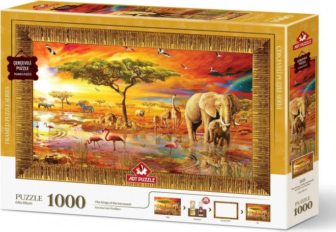 ART PUZZLE Puzzle mit Rahmen und Kleber 3in1 1000 Teile – Könige der Savanne