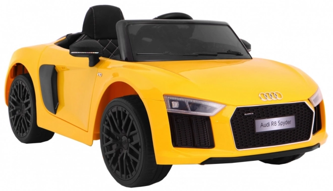 Audi R8 Spyder Batteriepack Gelb + Fernbedienung + EVA + Langsamer Start + MP3-Radio + LED-Diode