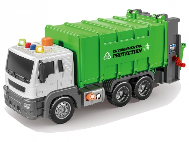 Grüner Reibungsbetriebener Müllwagen Mit Soundeffekten