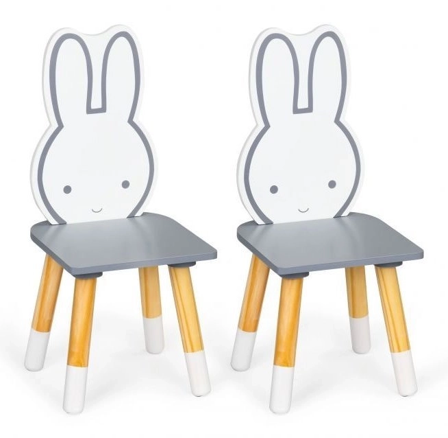 Ecotoys Kinder Holztisch mit Zwei Stühlen Hase