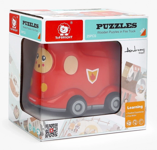 Top Bright Holzpuzzle mit Feuerwehrwagen Spielzeug