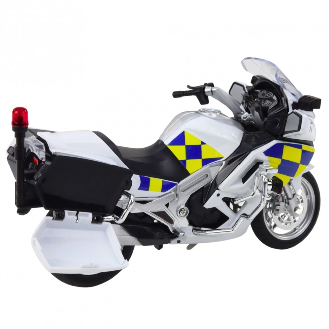 Metallpolizeimotorrad mit Lichtern und Geräuschen weiß
