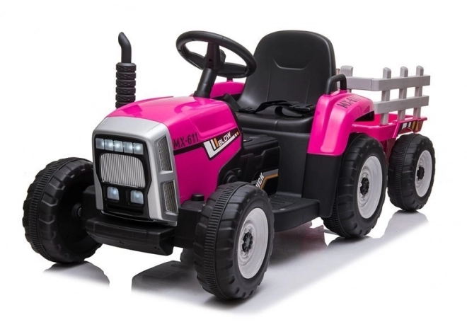 Traktor auf Akku mit Anhänger Rosa