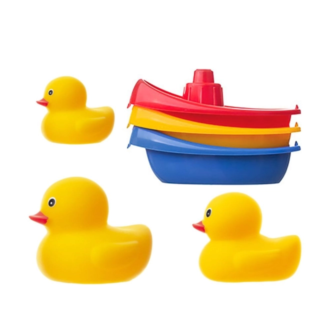 Bunte, ineinander stapelbare Boote