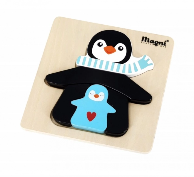 Holzpuzzle Pinguin mit Kindern