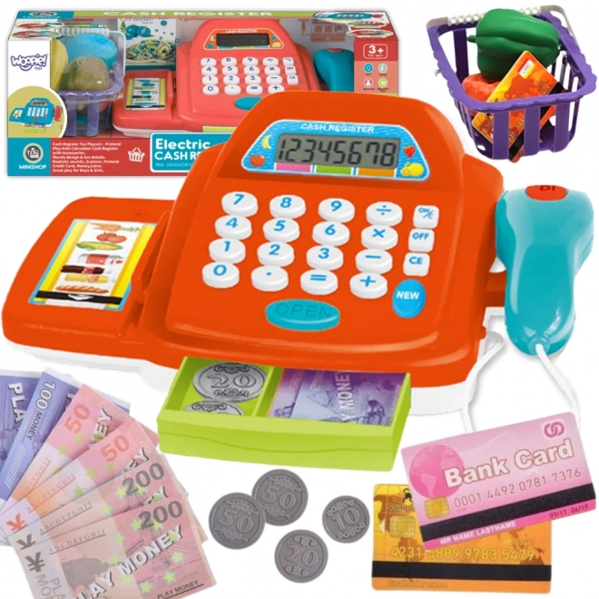 Kaufmannsladen Kasse mit Taschenrechner und Zubehör