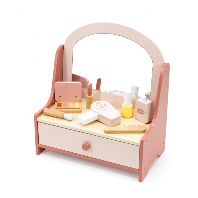Holz-Kosmetiktisch für Kinder mit Zubehör