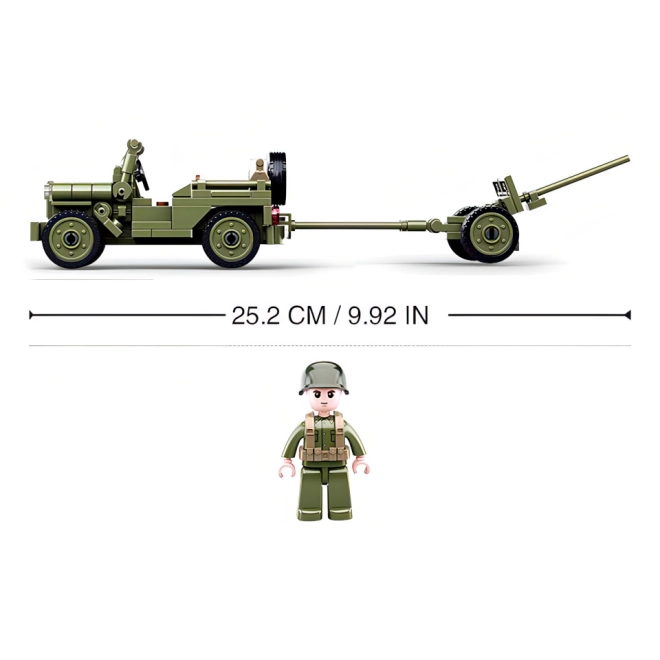 Actionreicher Jeep mit Flugabwehrkanone