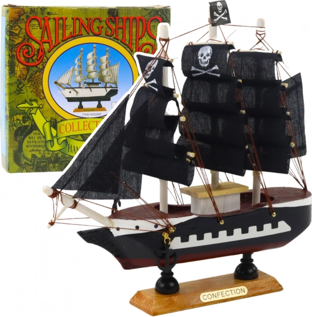 Dekoratives Modell des Piratenseglers Schwarz 20x20 cm